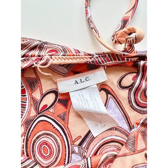 ALC Cleo Orange Rose Multi Graphic Plunge V-Neck One Piece Swimsuit, Size S - Picture 11 of 12